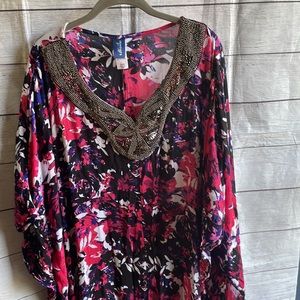 Swimsuits For All Coverup Dress  Size 22/24 Floral with Beading